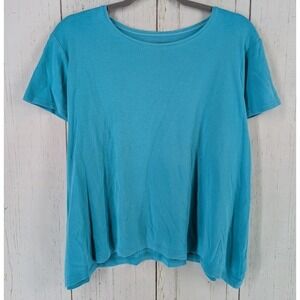 Croft Barrow Size XL Blue Cotton Short Sleeve Womens‎ Casual Top